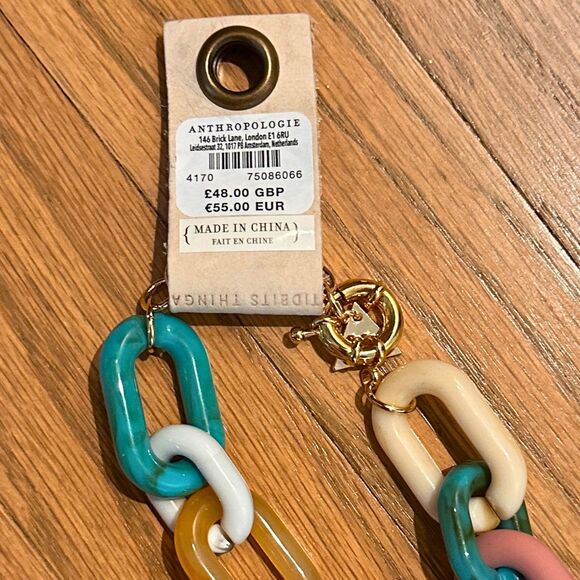 NWT Anthropologie Statement Necklace Resin Links Spotted Pendant $65 - Picture 4 of 4